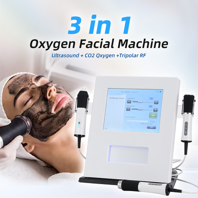 3 σε 1 Μηχανή προσώπου με οξυγόνο U Rf Co2 Φούσκα οξυγόνωσης δέρματος 3 σε 1 Μηχανή προσώπου με αεράκι οξυγόνου