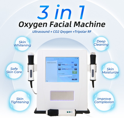 3 σε 1 Μηχανή προσώπου με οξυγόνο U Rf Co2 Φούσκα οξυγόνωσης δέρματος 3 σε 1 Μηχανή προσώπου με αεράκι οξυγόνου