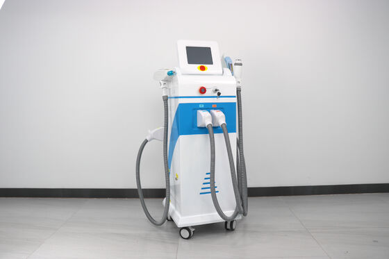 4 in1 πολυλειτουργική μηχανή ομορφιάς Laser Μαγνητο-οπτική φωτεινή κάθετη τέσσερις λαβές Αποτρίχωση Laser Αόλμητη Ασφαλής Αποτρίχωση Laser Αποτρίχωση Τατουάζ RF μηχανή